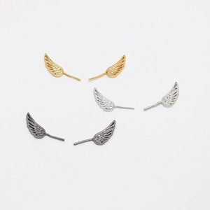 Three-color metal hollow feather charms for Baroque pearl jewelry DIY in gold silver black