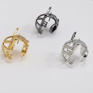 Bases de anillo para perlas barrocas ajustables en oro, negro y plata con micro pavé liso