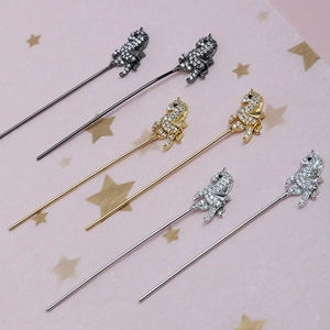 Colgantes de unicornio en oro, plata y negro con circonitas para creación de joyas DIY