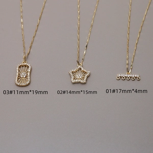 Detailed size specifications for gold plated star and geometric zircon pendant charms