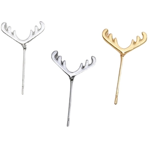 Drei Paar elegante Hirschgeweih-Ohrstecker in Silber und Gold Vergoldung