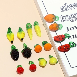 Colorful handmade glass fruit and vegetable pendants for DIY jewelry crafting and accessories