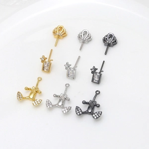Pendentifs bijoux DIY en forme de couronne, tasse et chien ballon avec zircons brillants