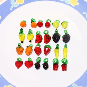 Handmade fruit and vegetable glass charm beads set for DIY jewelry making accessories