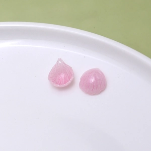Pink petal charms with realistic leaf veins for DIY jewelry making and hair accessories