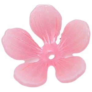 Pink five-petal flower resin beads with leaf vein texture for DIY jewelry making