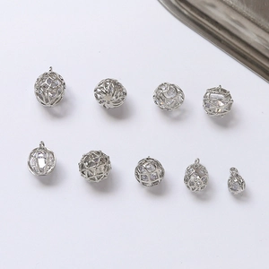 Copper White Gold Plated Hollow Mesh Cage Zirconia Pendants DIY Jewelry Making Accessories For Necklace Earrings Making