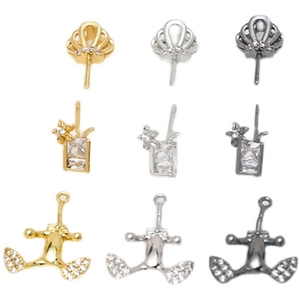 Pendentifs de bijoux DIY avec couronne et pierres de zircon carrées en or, argent et noir
