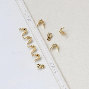 Golden 14k gold-filled C-shape necklace fold-over end crimp beads connectors for jewelry