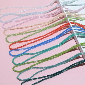 Macro view of 3mm colorful cubic crystal glass beads for DIY jewelry making
