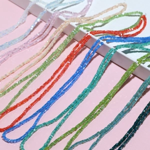Detailed view of colorful square crystal beads for DIY jewelry and necklace crafting