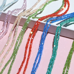 Macro view of 3mm colorful faceted square crystal beads for DIY handmade jewelry crafts
