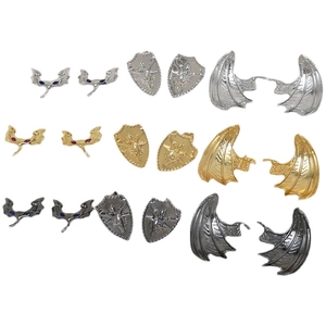 Gothic wings and angel shield earrings in gold, silver and gun black metal finishes
