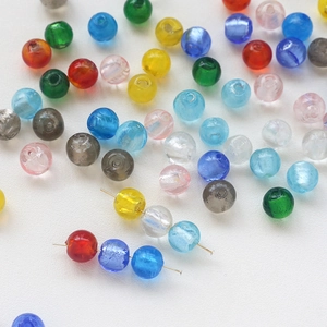 Colorful translucent vintage glass beads with gold foil for DIY jewelry making