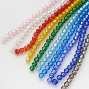 Handmade Lampwork Glass Round Beads Retro Gold Foil Loose Beads For DIY Jewelry Making Necklace Earrings Craft Supplies