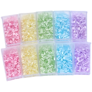 DIY colorful 2mm glass tube beads set with 10 storage boxes in pastel macaron colors