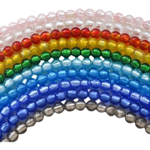 Rainbow crystal glass round beads with crackle effect for DIY jewelry making and crafts