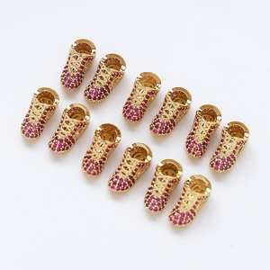 18K Gold Plated Alloy Sneaker Pendant Inlaid Zirconia For DIY Jewelry Making Handmade Jewelry Charm Accessory For Women