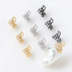 DIY Placcato Oro Zirconia Triangolo Corona Accessori Orecchini Perle Barocche Spilli Materiale per Creazione Gioielli