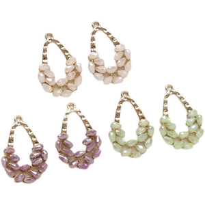 Pendentifs de panier floral en alliage avec cristaux et perles pour création de bijoux