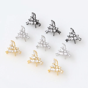 Accessori per gioielli a corona triangolare con zirconi in oro, argento e nero