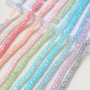 Macaron Colors Crackle Glass Beads Round Loose Spacer Beads For DIY Jewelry Making Earrings Necklace Bracelet Craft Accessory