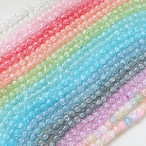Colorful crackle glass beads in macaron tones for DIY handmade jewelry and necklaces
