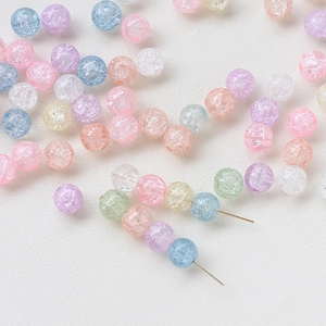 DIY colorful crackle glass beads in pastel macaron shades for handmade jewelry making