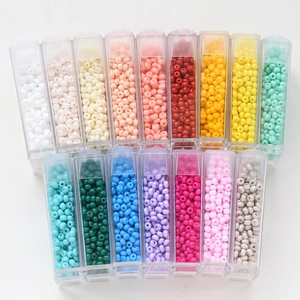 16 color macaron glass seed bead set in clear plastic tubes for DIY jewelry making
