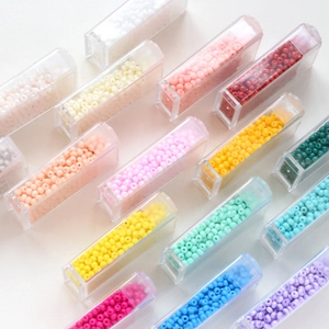 3mm macaron color glass seed beads for DIY jewelry making organized in clear plastic box