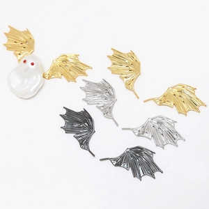 Golden and silver metal bat wings with baroque pearl for DIY Halloween jewelry