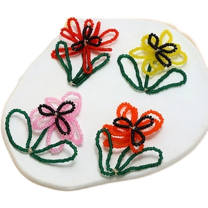 Handmade beaded flower pendants in red yellow pink and orange for DIY jewelry making