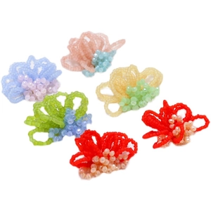 Handmade beaded crystal flower patches in six vibrant color combinations for DIY jewelry