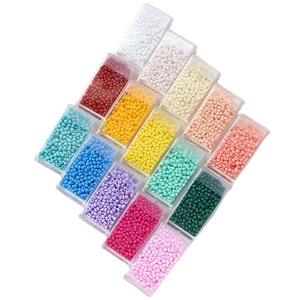 15 colors of 3mm macaron glass seed beads in clear boxes for DIY jewelry making