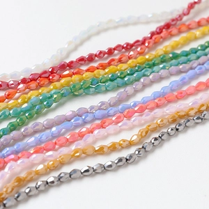 Colorful faceted crystal rice beads in macaron tones for DIY jewelry handcrafting