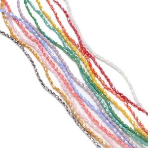 Colorful faceted crystal glass rice beads strands for DIY jewelry making and crafts