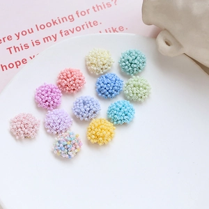 Macarrón Color Vidrio Cuentas de Semilla Flor Parches Hecho a Mano DIY Joyería Accesorios Aleación Base Redondo Con Cuentas Hallazgos para Pendientes