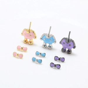 Schattige Emaille Cartoon Humanoïde Lichaam Strik Oorknopjes DIY Sieraden Maken Accessoires Vergulde Legering Hangers Voor Vrouwen Kinderen Cadeau