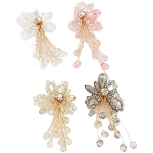 Handmade crystal beaded flower tassel charms in four colors for DIY jewelry and accessories