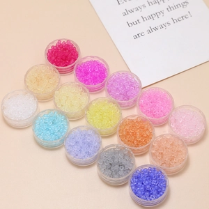 DIY jewelry making kit featuring 15 boxes of 3mm frosted seed beads in assorted colors