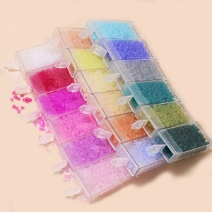 3mm frosted glass seed beads in a multi-compartment storage box for DIY jewelry making