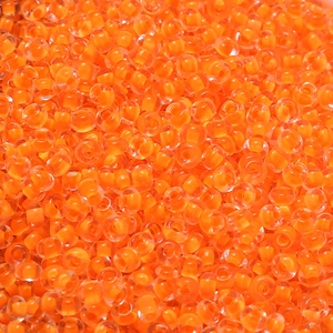 Macro view of 4mm transparent orange glass beads for DIY jewelry and crafts making