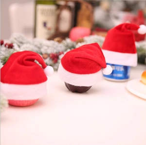 Mini red Christmas hats for bottle decoration and holiday party table setting ornaments