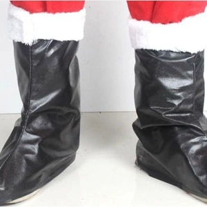 Copristivali per Costume da Babbo Natale in Similpelle Copriscarpe Natalizi Con Bordo in Pelliccia Bianca Per Adulti Bambini