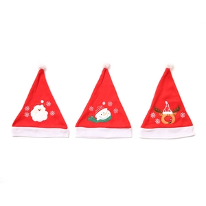 Three-piece Christmas hat set featuring Santa, Snowman, and Reindeer embroidery