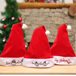 Classic Velvet Christmas Hat With Embroidery For Adults And Kids Festive Red Santa Snowman Party Costume Decoration Hat