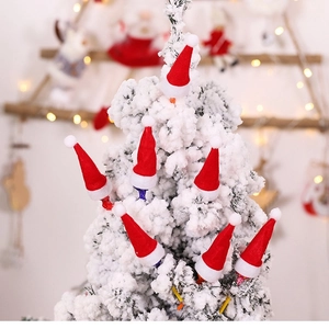 Mini cappelli natalizi rossi in velluto per posate e decorazione di alberi festivi