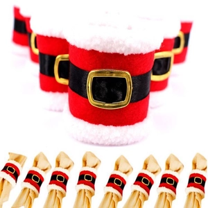 Portatovaglioli Natalizi a Cintura di Babbo Natale in Tessuto Decorazioni da Tavola Festive per Feste e Casa