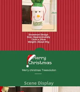 Details zur Schneemann-Weinflaschenhülle mit Welcome-Text, Größe 13x29cm für Weihnachten