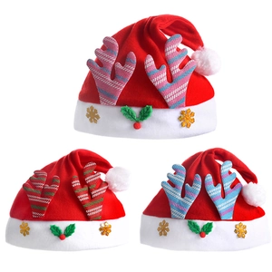 Lot de bonnets de Noël en peluche avec bois de renne rayés et décorations festives